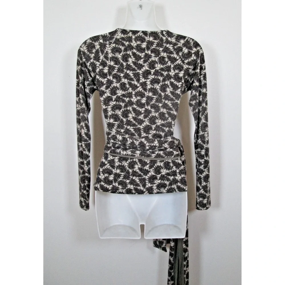ETRO Blouse Size 38 Faux‎ Wrap Ballerina Beige Brown Attached Long Belt